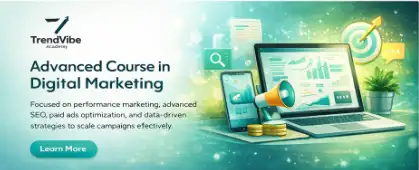 Digital marketing training online dashboard showing campaign performance and analytics tools
